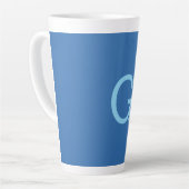 Tasse Latte Initial Letter Monogram Steel Blue Custom Plain (Angle gauche)