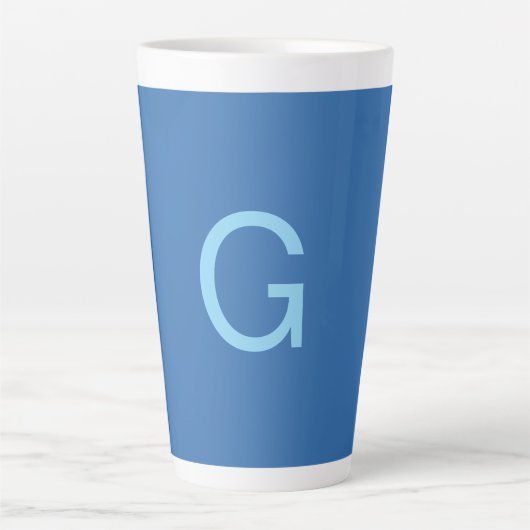Tasse Latte Initial Letter Monogram Steel Blue Custom Plain (Devant)