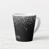 Tasse Latte Initiales de nom de fille pailletées noir argent M (Angle droit)