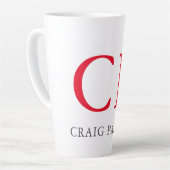 Tasse Latte Initiales en rouge clair monogramme professionnel (Angle gauche)
