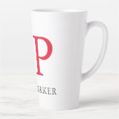 Tasse Latte Initiales en rouge clair monogramme professionnel (Droite)