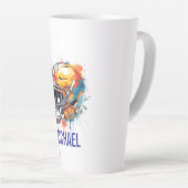Tasse Latte Inspirational Motivational Football Helmet Name (Angle droit)