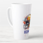 Tasse Latte Inspirational Motivational Football Helmet Name (Angle gauche)
