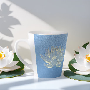 Tasse Latte Instructeur de méditation Blue Gold Lotus Yoga Stu