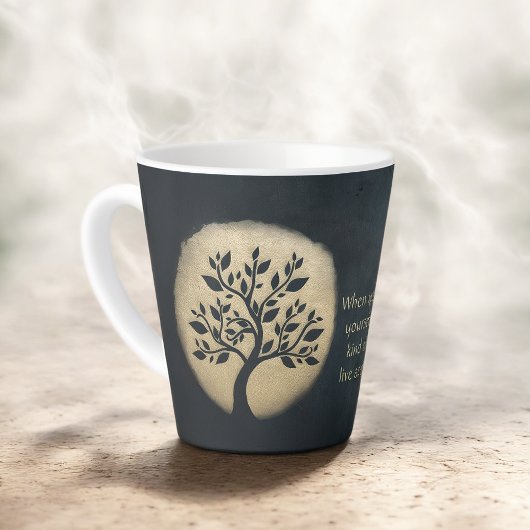 Tasse Latte Instructeur de méditation Yoga Black Gold Tree Cit