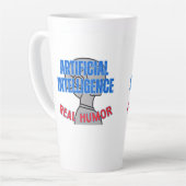 Tasse Latte Intelligence artificielle, humour réel. w White BG (Angle gauche)