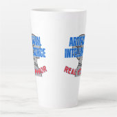 Tasse Latte Intelligence artificielle, humour réel. w White BG (Devant)