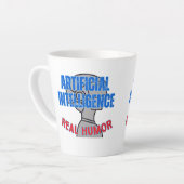 Tasse Latte Intelligence artificielle, humour réel. w White BG (Angle gauche)