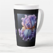 Tasse Latte Iris à plumes pures et bleues (Angle droit)