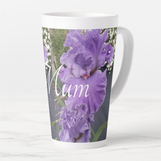 Tasse Latte Iris Irises Fleur violette Fleur Florale Mère (Angle droit)