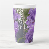 Tasse Latte Iris Irises Fleur violette Fleur Florale Mère (Devant)