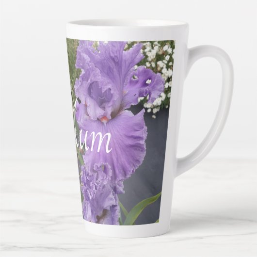 Tasse Latte Iris Irises Fleur violette Fleur Florale Mère (Droite)