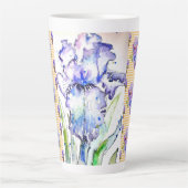 Tasse Latte Iris peints à la main Fleur Floral Aquarelle (Devant)