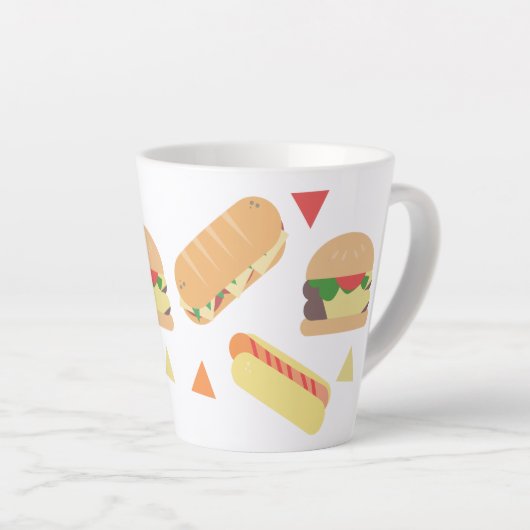 Tasse Latte Isométrique Fast Food Mix Restaurant Burger Hot Do (Angle droit)