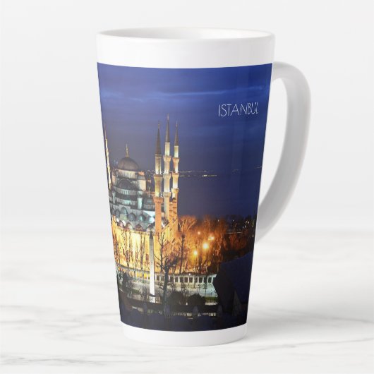 Tasse Latte Istanbul Mosquée Bleue Nuit Décor Premium Voyage (Angle droit)