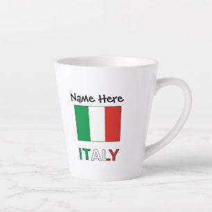 Tasse Latte Italie et drapeau italien avec votre nom