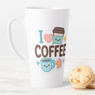 Tasse Latte J'adore l'autocollant mignon Kawaii Café – Adorabl