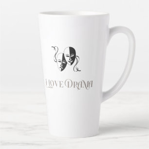 Tasse Latte J'adore le drame, les masques de théâtre arts du s