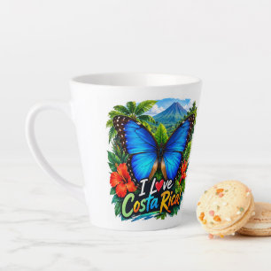 Tasse Latte J'adore le papillon Blue Morpho du Costa Rica