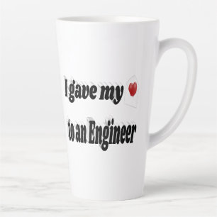 Tasse Latte J'ai donné mon coeur à un ingénieur texte noir
