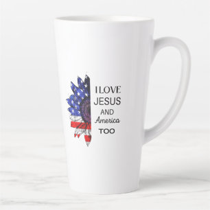 Tasse Latte J'aime Jésus et l'Amérique aussi