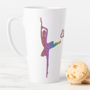 Tasse Latte J'aime le ballet avec la ballerine silhouette