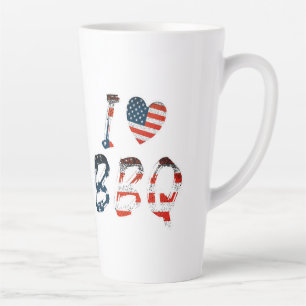 Tasse Latte J'aime le barbecue, patriotique américain