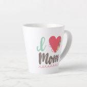 Tasse Latte J'aime le coeur de maman (Angle droit)