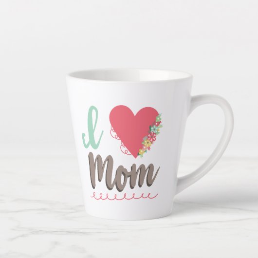 Tasse Latte J'aime le coeur de maman (Droite)
