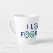 Tasse Latte J'aime le football (Angle gauche)