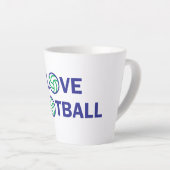 Tasse Latte J'aime le football (Angle droit)