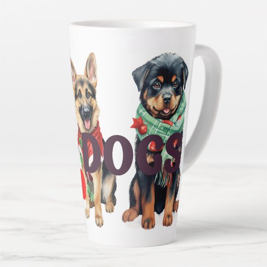Tasse Latte J'aime les chiens (Angle droit)