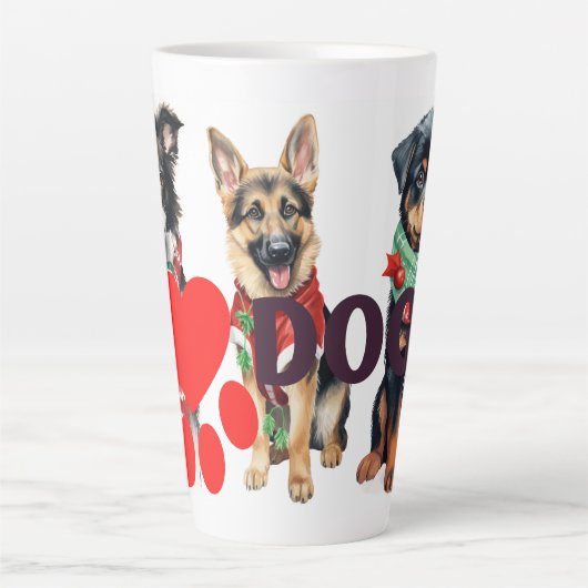 Tasse Latte J'aime les chiens (Devant)