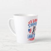 Tasse Latte J'aime les Huskies sibériens et les USA (Angle gauche)