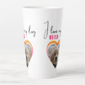 Tasse Latte J'aime mon chien Coeur Photo Nom de l'animal (Devant)