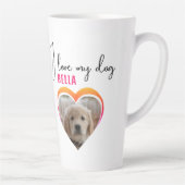 Tasse Latte J'aime mon chien Coeur Photo Nom de l'animal (Droite)