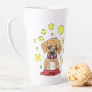 Tasse Latte J'aime mon chien   Dessin Golden Shepherd Latte Mu