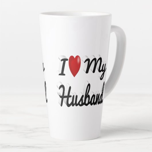 Tasse Latte J'aime mon mari mignon noir (Angle droit)