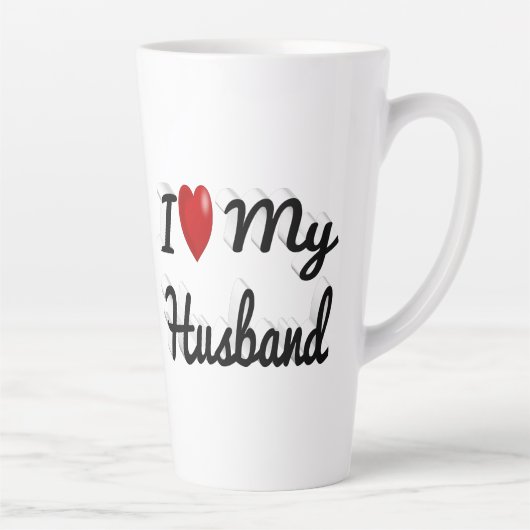 Tasse Latte J'aime mon mari mignon noir (Droite)