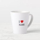 Tasse Latte J'aime nom (personnalisable) (Angle droit)