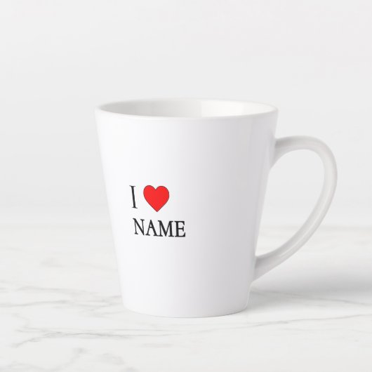 Tasse Latte J'aime nom (personnalisable) (Droite)