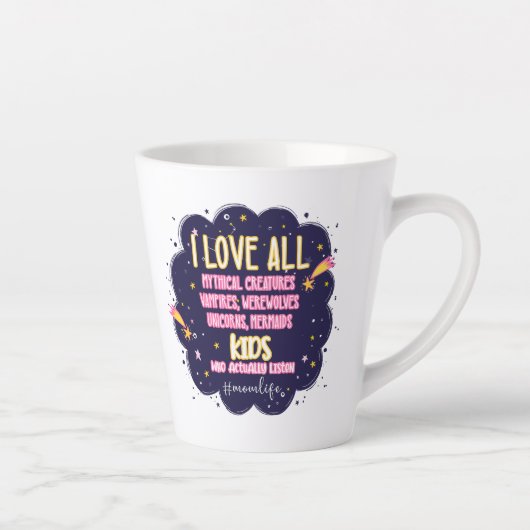 Tasse Latte J'Aime Toutes Les Créatures Mythiques, Vampires, W (Droite)