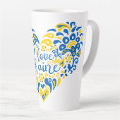 Tasse Latte J'aime Ukraine inspiration citation coeur (Angle droit)
