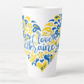 Tasse Latte J'aime Ukraine inspiration citation coeur (Devant)