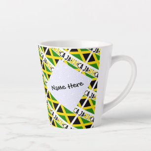 Tasse Latte Jamaïque et drapeau jamaïcain personnalisés en mos