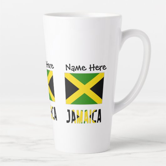 Tasse Latte Jamaïque et Jamaïque avec votre nom (Droite)