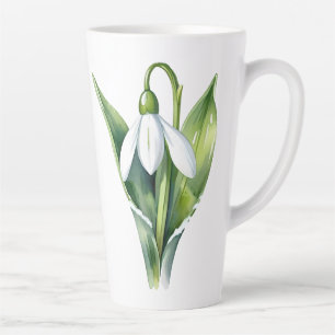 Tasse Latte Janvier cadeau de fleur White fleur de neige