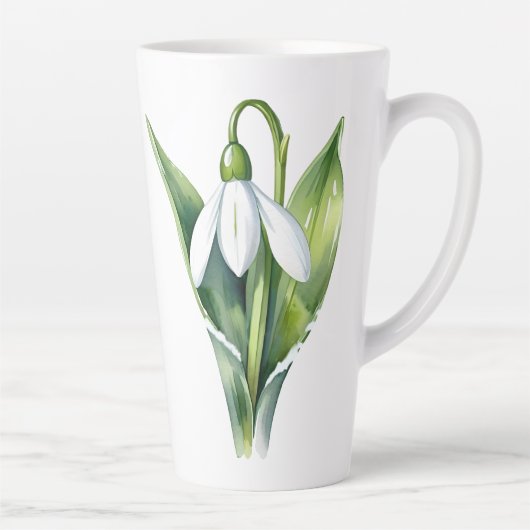 Tasse Latte Janvier cadeau de fleur White fleur de neige (Droite)