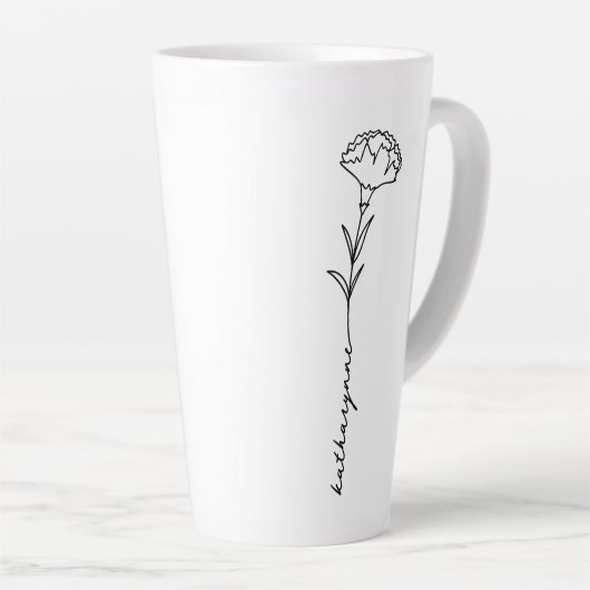 Tasse Latte Janvier Mois de la naissance Carnation des fleurs (Angle droit)