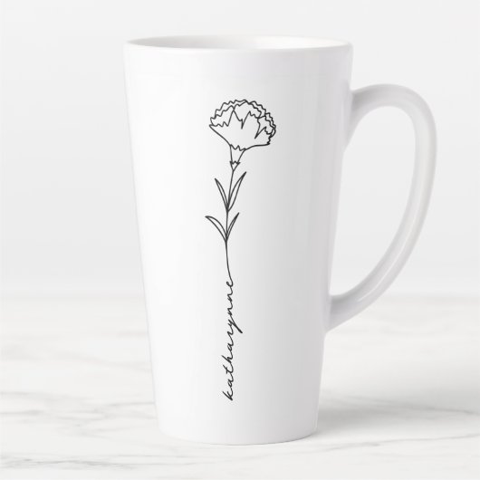 Tasse Latte Janvier Mois de la naissance Carnation des fleurs (Droite)